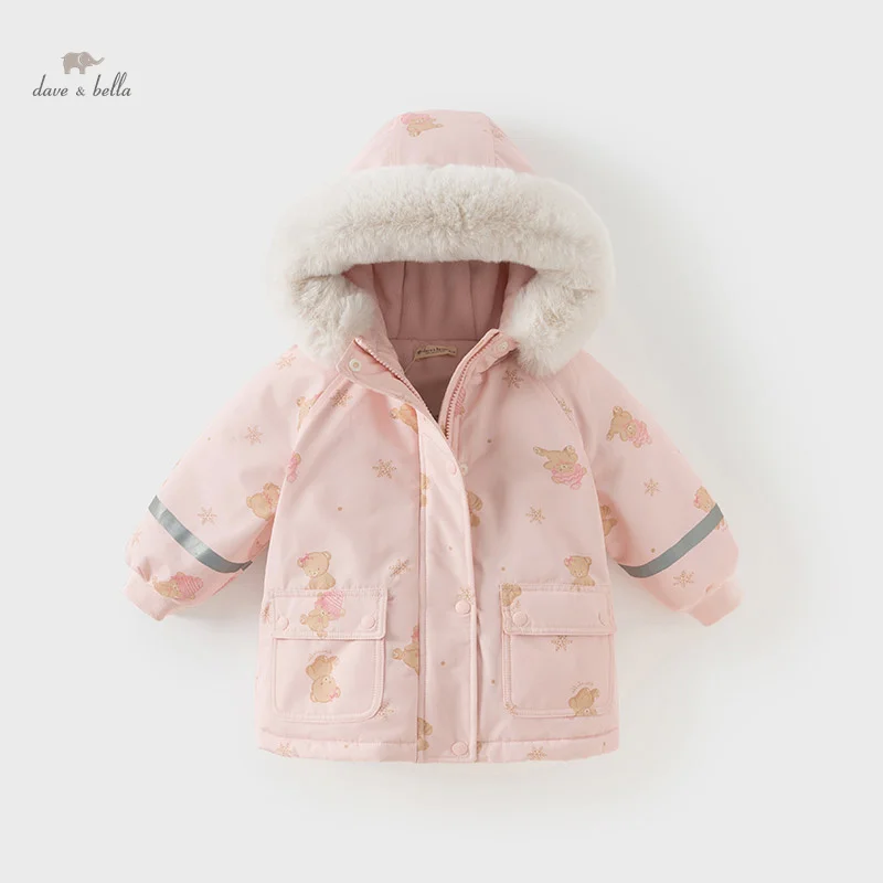 Dave Bella Children Girls Cute  Tops Outerwear 2024 Autumn Winter Fashion Casual Sweet Overcoat Outdoor Warm DB4242805