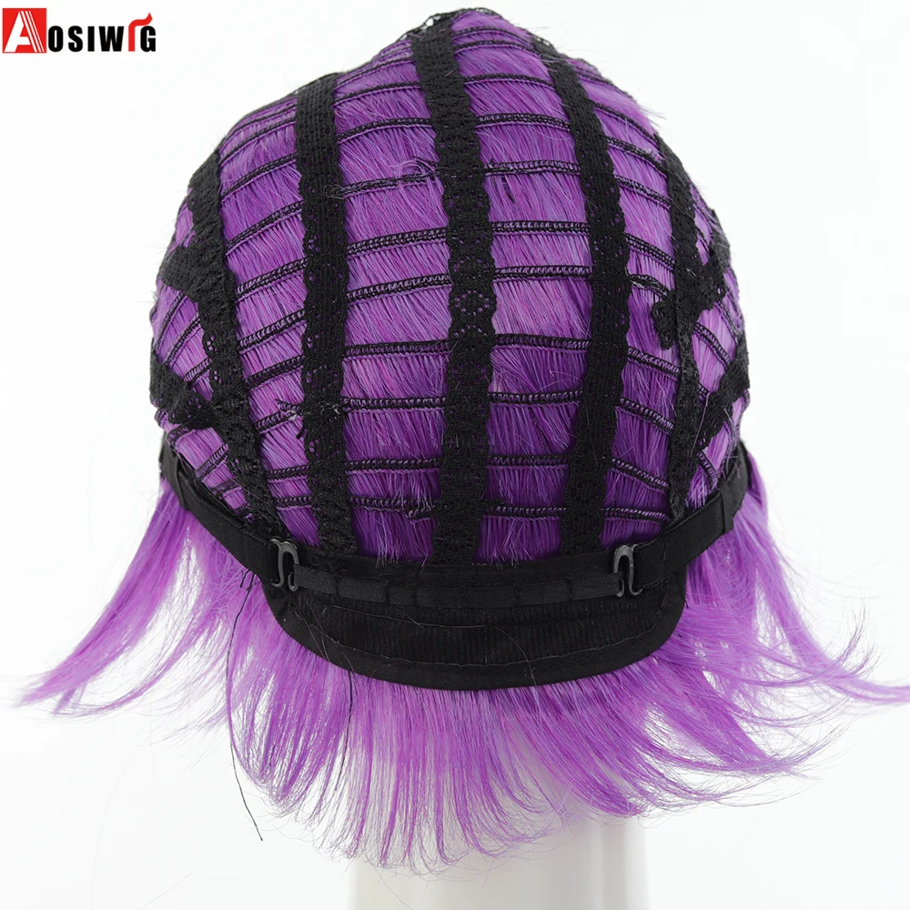 Aosiwig الأرجواني النمر كليب ذيل حصان واحد شعر مستعار اصطناعي مضفر | فيلم الرسوم المتحركة لشخصية KPop شيطان الصيادين رومي شعر مستعار تأثيري #6