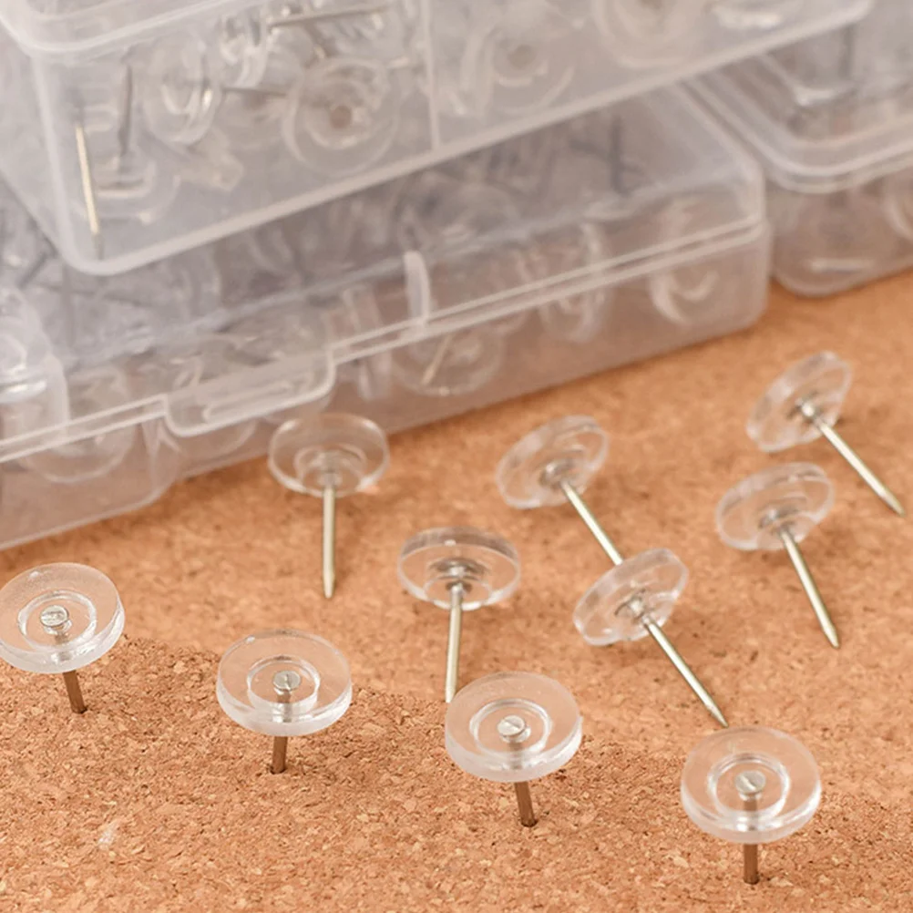 50 قطعة مسامير الإبهام المسطحة واضحة دبابيس الضغط الشفافة للوحة الفلين نشرة خريطة جدار ديكور مكتب مدرسة الرسم دبابيس
