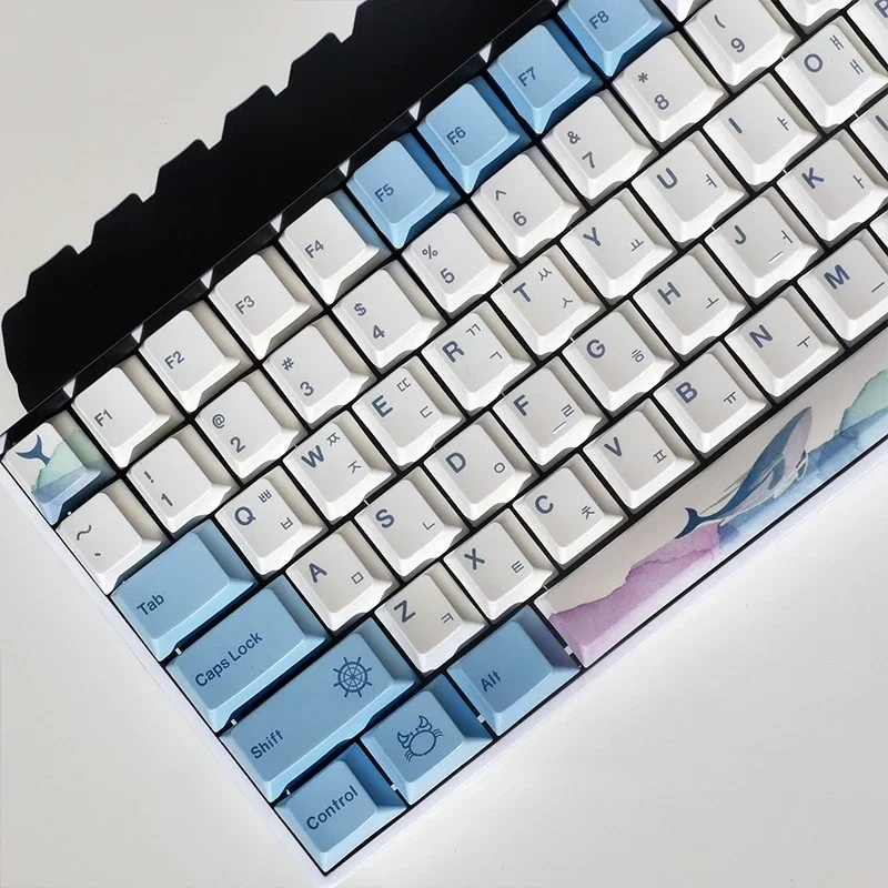 

Haiyun theme keycaps, elegant sea blue color scheme pbt sublimation original height, with customized mechanical keyboard