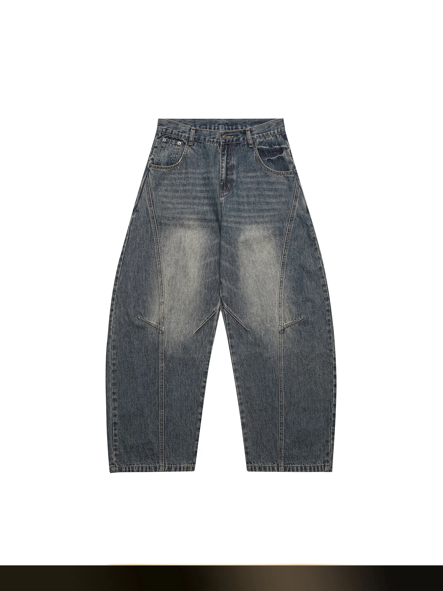 

Retro American Waed Splicing Knife Jeans Men's Autumn High Street Versatile Straight Leg Wide Leg Long Pants Casual Cotton ...