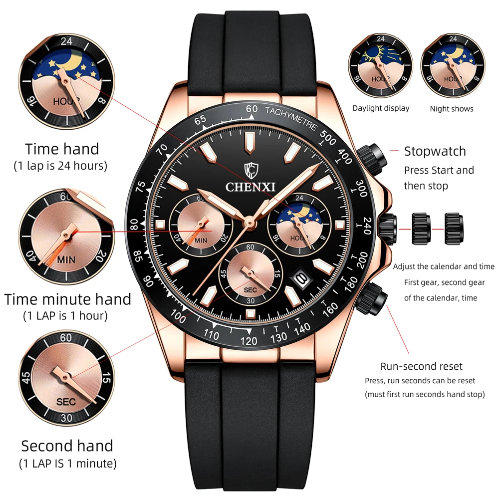 

Waterproof Men's Luxury Business Sports Watches 2024 Unusual Quartz Chronograph Watch For Men WristWatch Clock relogio masculino