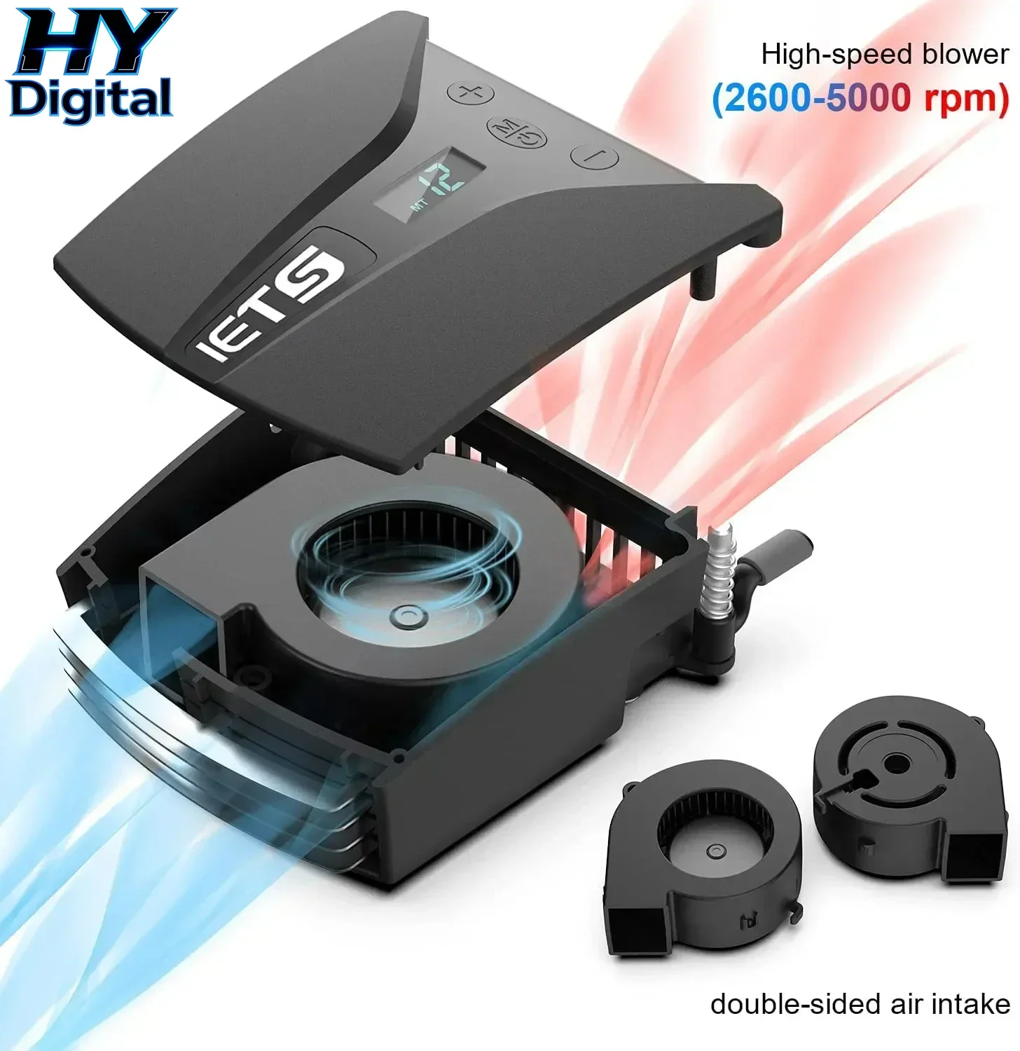HY Digital Portable Laptop Fan Cooler with Temperature Display, Notebook Radiator, Air Cooler External Cooling Fan Rapid Cooling