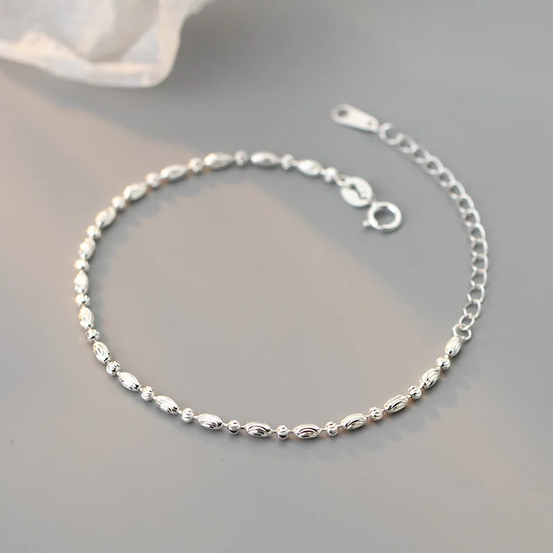 MIQIAO 925 Sterling Silver Real 100% Oval Beads Bracelet Luxury Jewelry Women's Hand Bracelets Charm Chain 2022 New Arrival