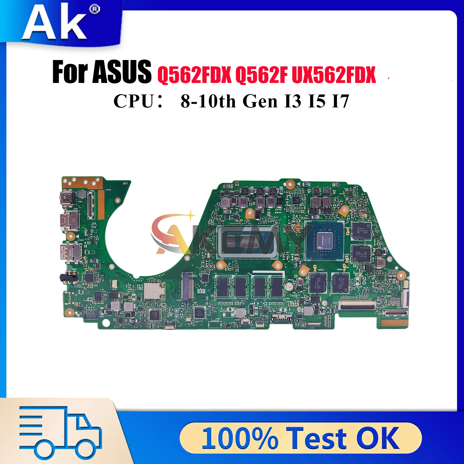 

UX562FDX Laptop Motherboard For ASUS ZenBook Q562FDX Q562F UX56IQ UX562 Notebook Mainboard With I3 I5 I7 CPU 100% tests OK stk
