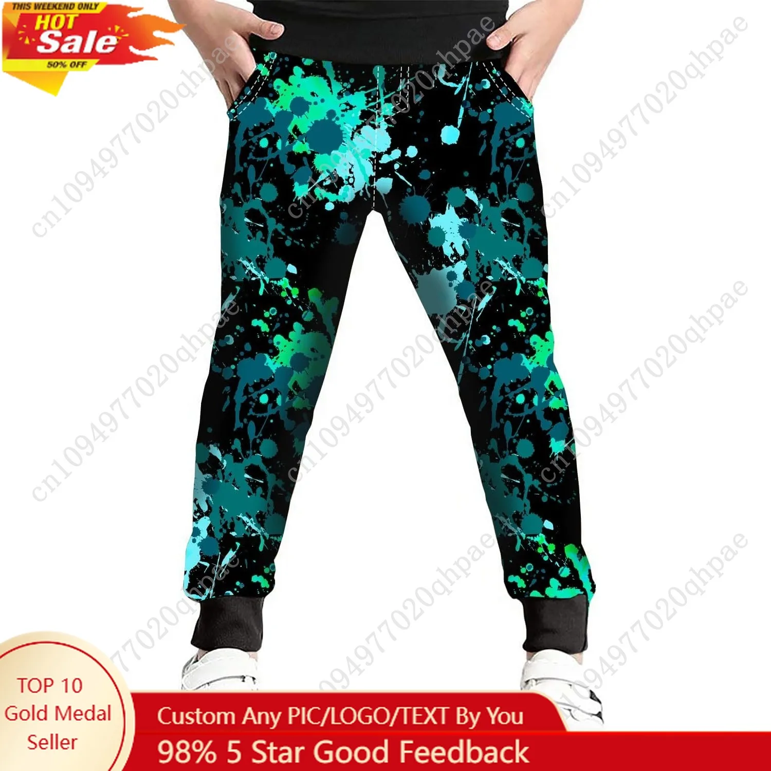 

BINPAW Boys Printed Pants Funny 3D Graphic Drawstring Jogger Sweatpants for Kids 4-16Y