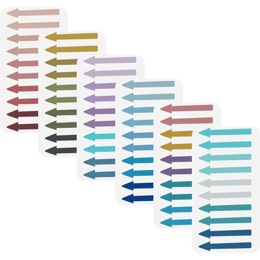 

6 Books Arrow Index Stickers Colorful Pointed Page Markers Transparent Multifunction Sticky Tabs for Reading Use