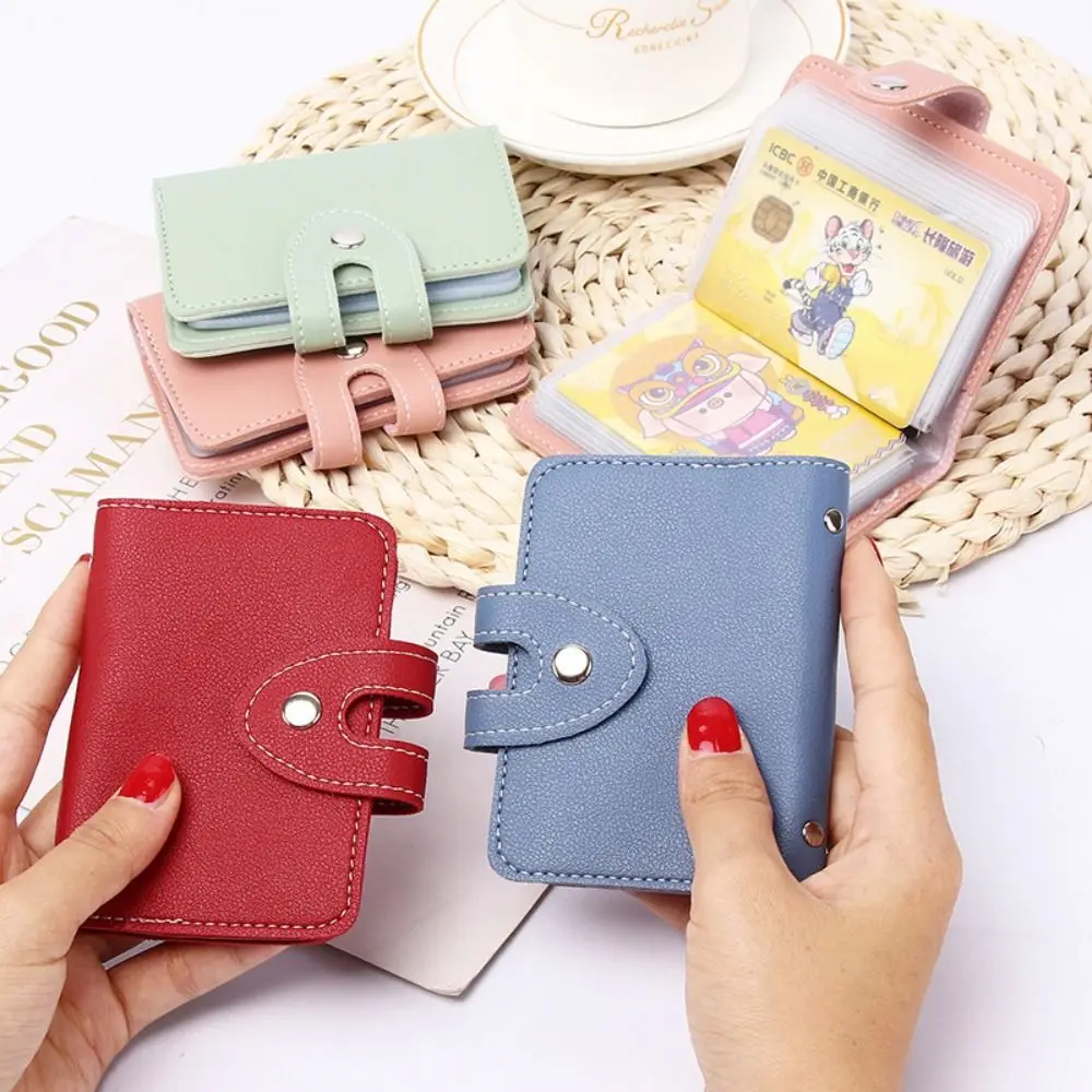 Korean Cute Fashion PU Leather Card Bag ID Credit Card Holder 26 Cards Pocket Coin Purse Wallet for Women Men