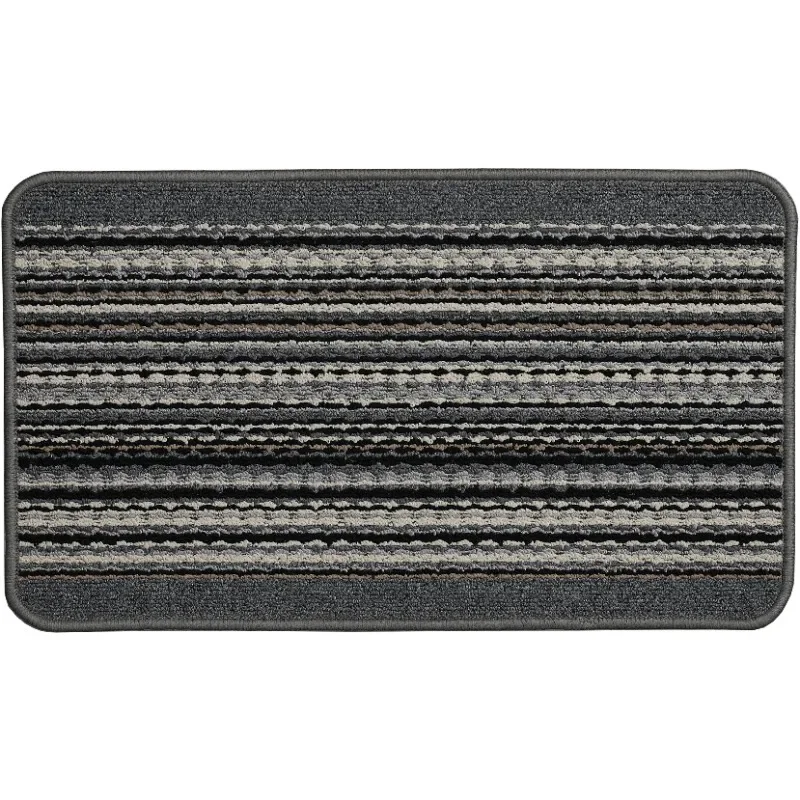 

Tool.NEW (2 pack) Striped Indoor Polypropylene Area Rug, Grey, 17.4" x 30"