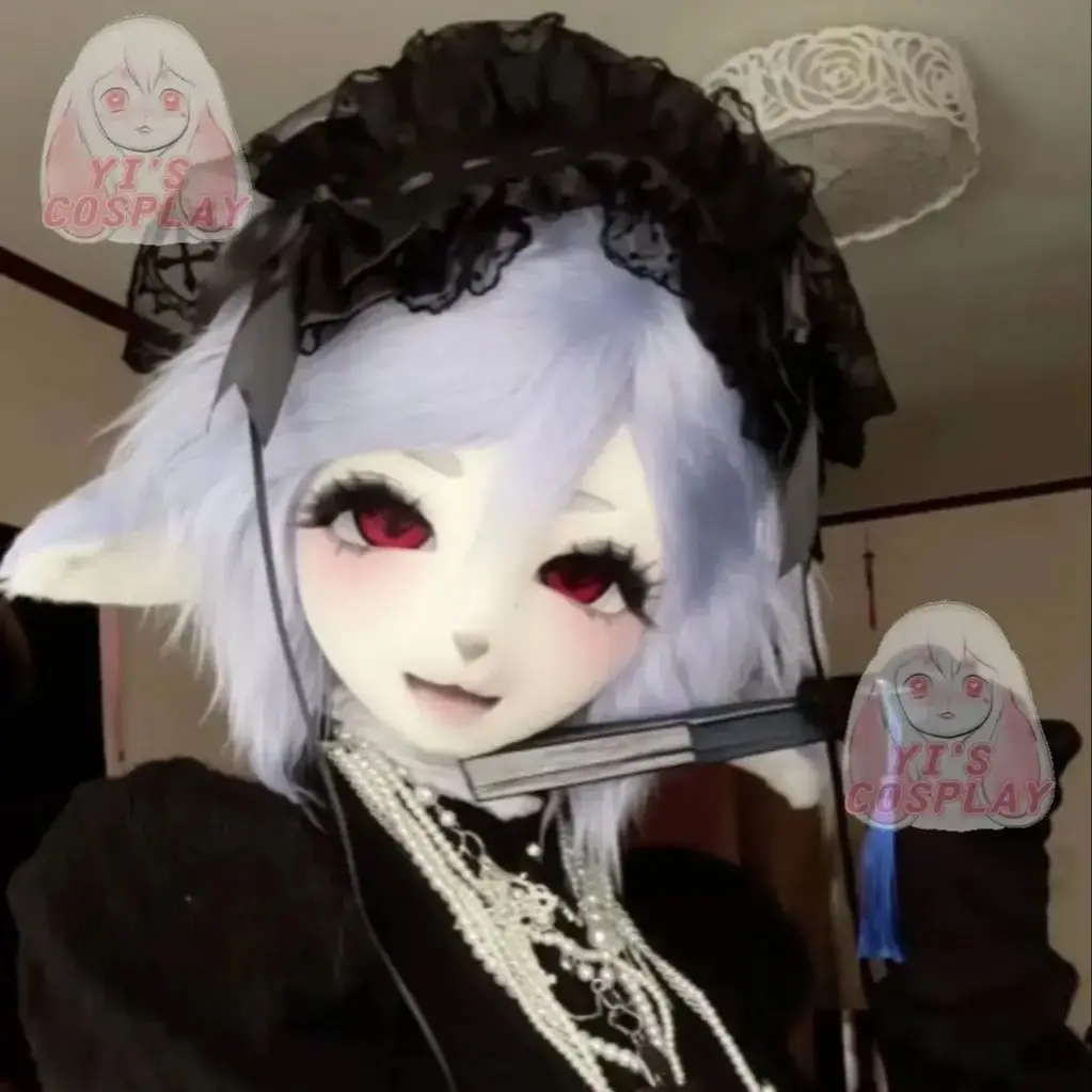 Yis Cosplay Handgemaakte op maat gemaakte Fursuit hoofd Furry Kigurumi hoofd Kemono hoofdtelefoons Beest op maat gemaakte Fursuit Kemono hoofd - afbeelding 2
