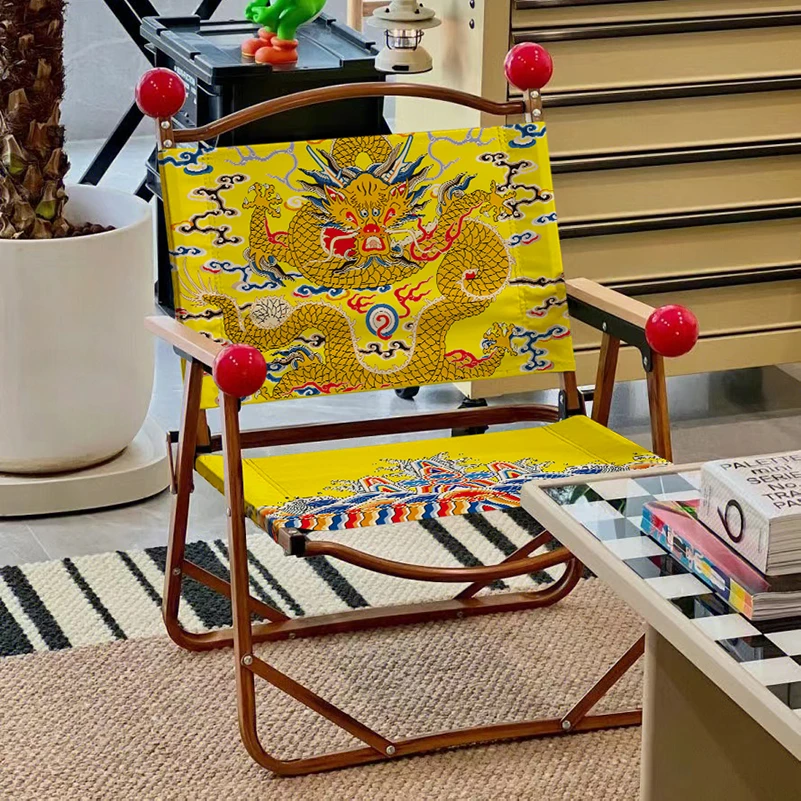 

Funny Outdoor Camping Chair Dragon Chair Throne Balcony Leisure Kermit Chair Folding Portable New Year's Year of the Dragon