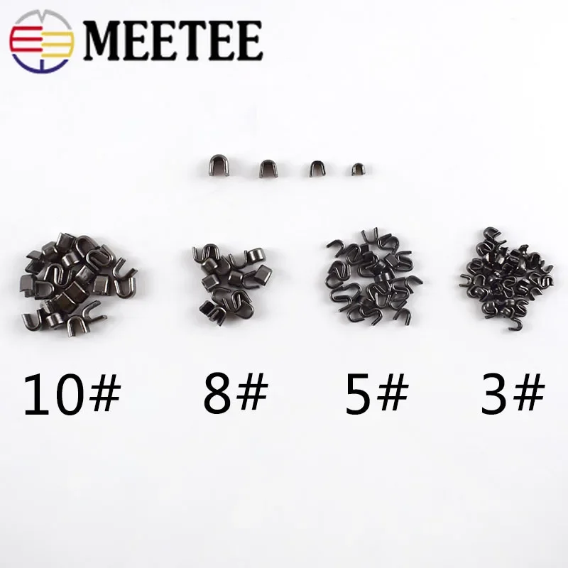 Meetee 20pcs Brass U Style Zipper Stopper Non-slip for 3# 5# 8# 10# For Metal Nylon Resin Zippers Repair Crafts Accessory ZA212