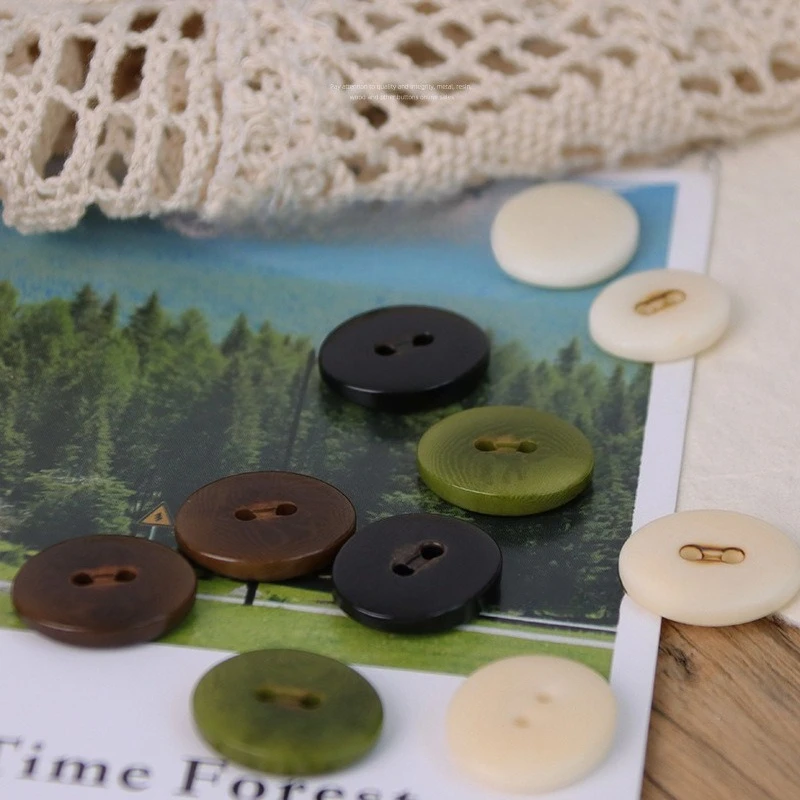 6pcs Oval Buttons 2 Hole Black Brown Green Coat Button for Children Clothing Womens Cardigan Shirt Suit Sewing Accessories