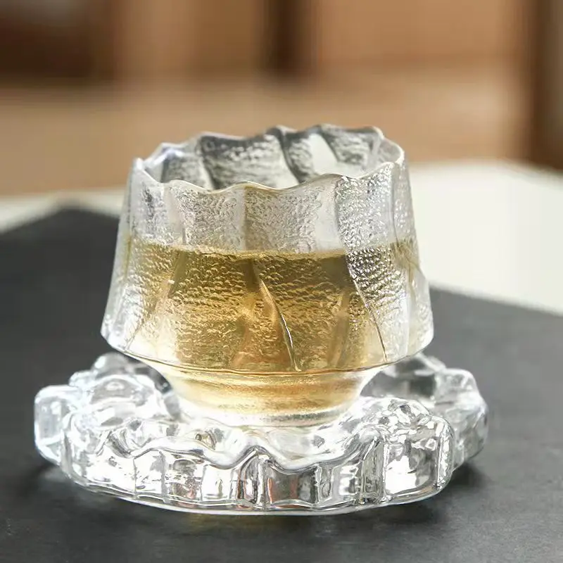 

Hand-made heat-resistant glass Lotus Master Cup Tea Cup Japanese Cup Single personal transparent frosted tea cup