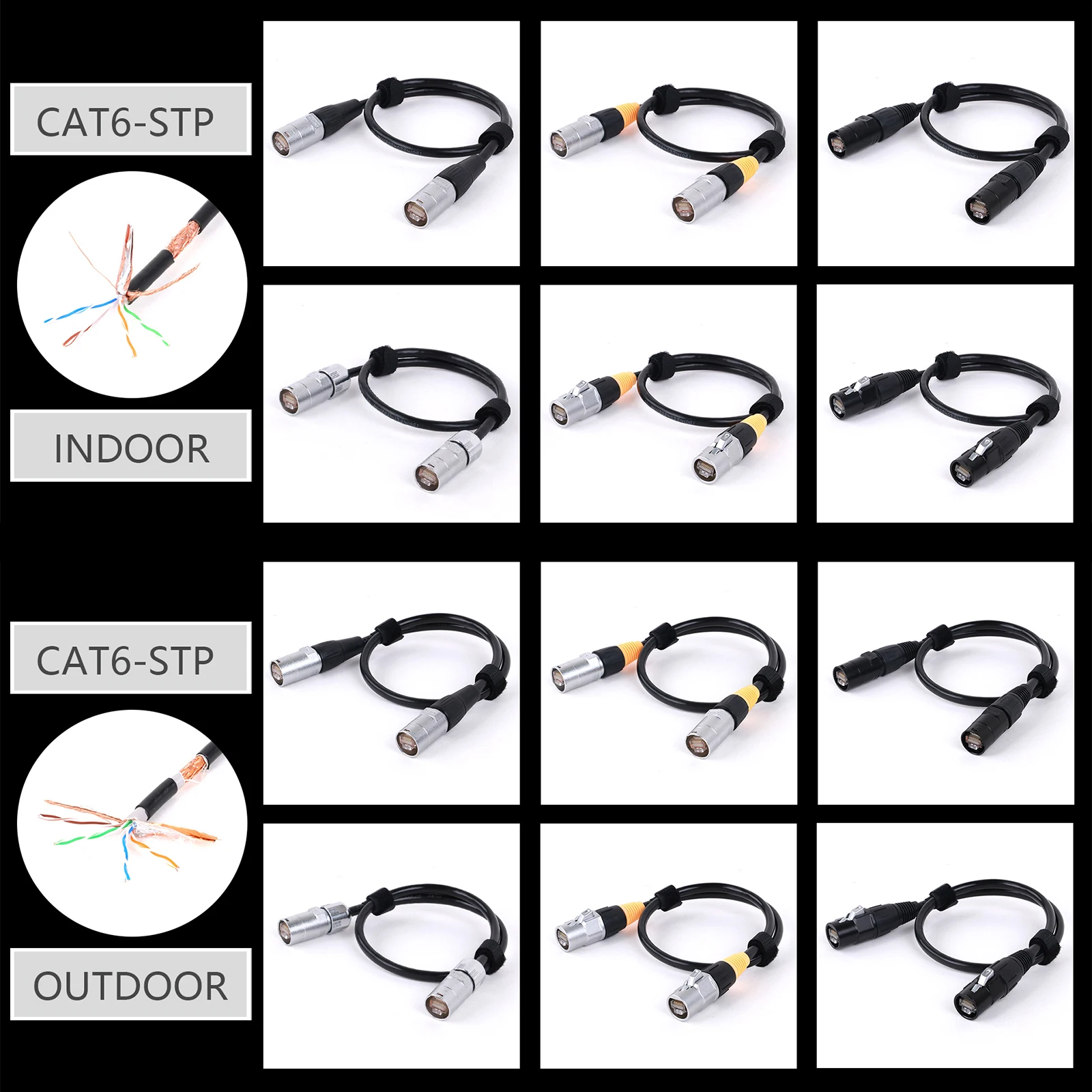 0.3M-100M STP Cat6A/Cat6 Stage Ethernet Extension Cable Indoor&Outdoor LAN Network Shielded Cable with Zinc Alloy RJ45 Connector