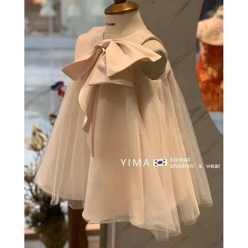 Vestido de verano con lazo grande para niña, vestido de boda para fiesta de primer cumpleaños, Vestidos de Noche de princesa, ropa para niña