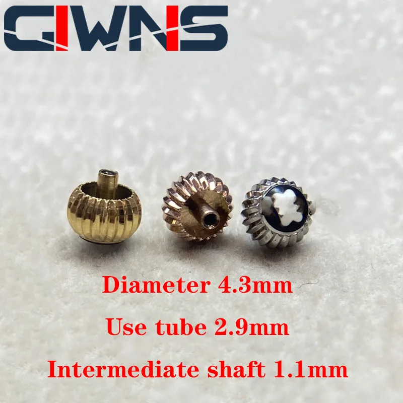 For Montblanc Watch Head Crown 4.3mm With 2.9mm Tube 1.1mm Center Shaft Fittings