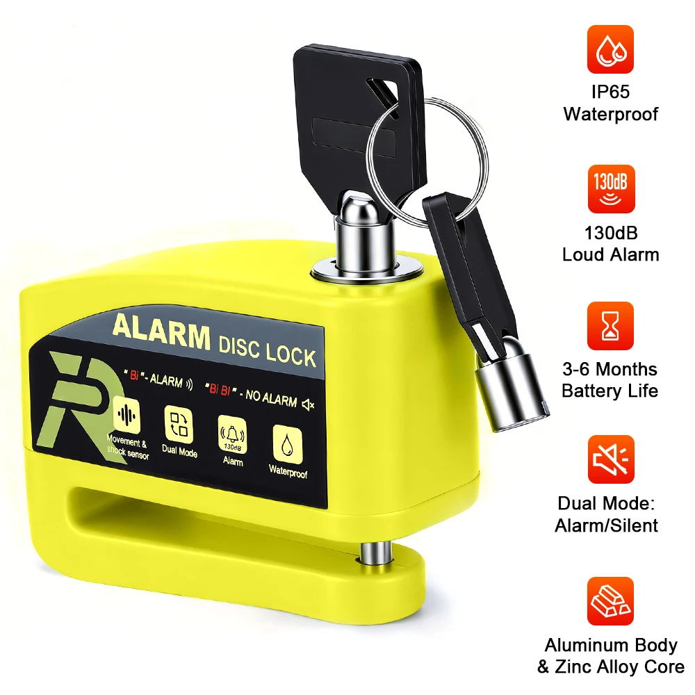 AliExpress NONE Motorcycle Disc Brake Lock 130dB Loud Anti Theft Alarm Padlock Aluminum Alloy Motorbike Scooter Bicycle Lock