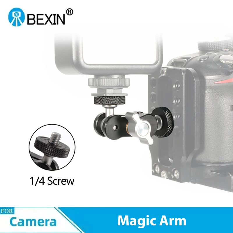 BEXIN Magic Arm Adjustable Mini Dual Ball Head Magic Arm Bracket  1/4 Screw Camera Photography Light Tripod Gimbal Accessories