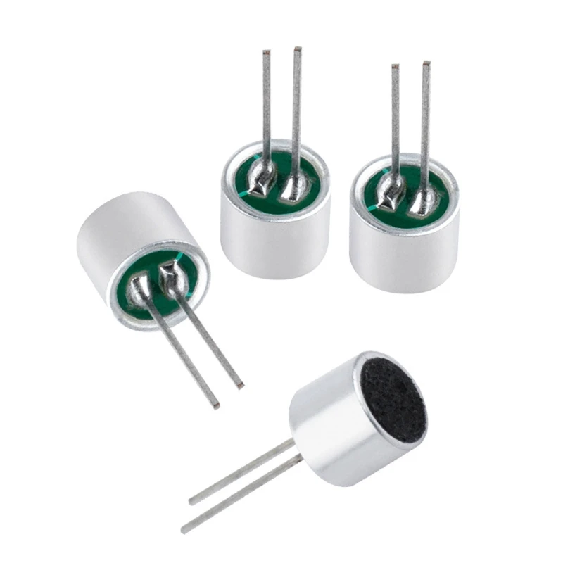 Microfone de eletreto com sensibilidade de captação de 2 pinos, 52db 6050, mini cápsula de microfone, microfone condensador de eletreto com 10 peças