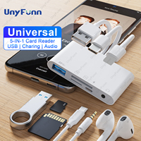 8-in-1 Memory Card Reader for iPhone iPad USB C USB A to 3.5mm Music Hub OTG Universal Adapter Support TF Micro SD SDHC SDXC MMC