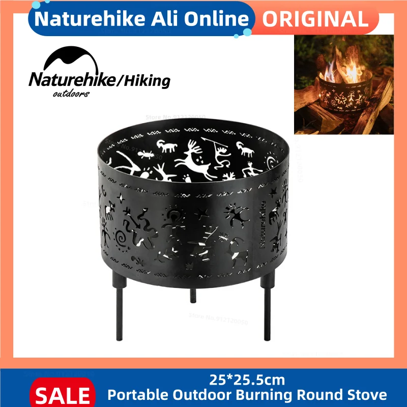 Naturehike Portable Outdoor Burning Round Stove Detachable Camping Heating Fire Rack Bonfire Atmosphere Picnic Camping Equipment