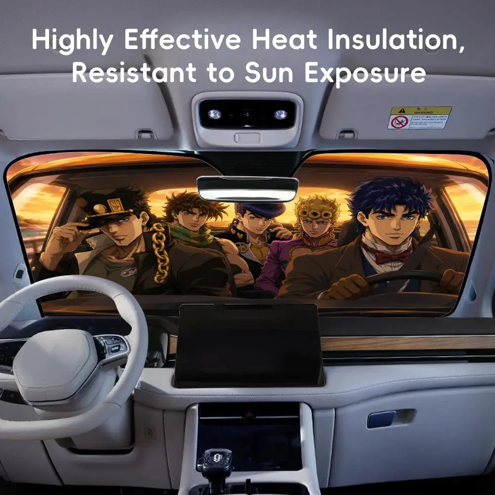 

J-JoJo's B-Bizarre A-Adventure Sun Visor Aluminum Foil Car Windshield Sun Visor UV Protector Heat Insulation Cover Shade