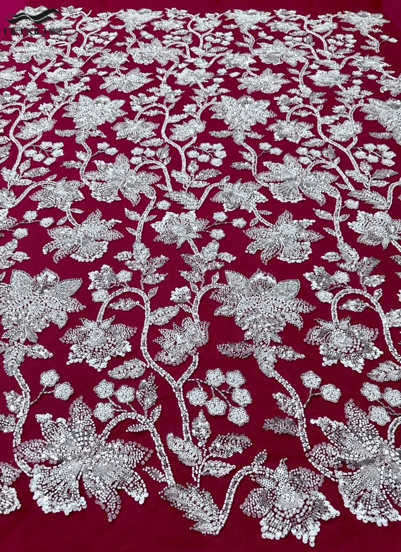 

Madison African Heavy Lace Fabric 2026 High Quality Luxury French Beaded Sequins Lace Fabric For Women Evening Dress