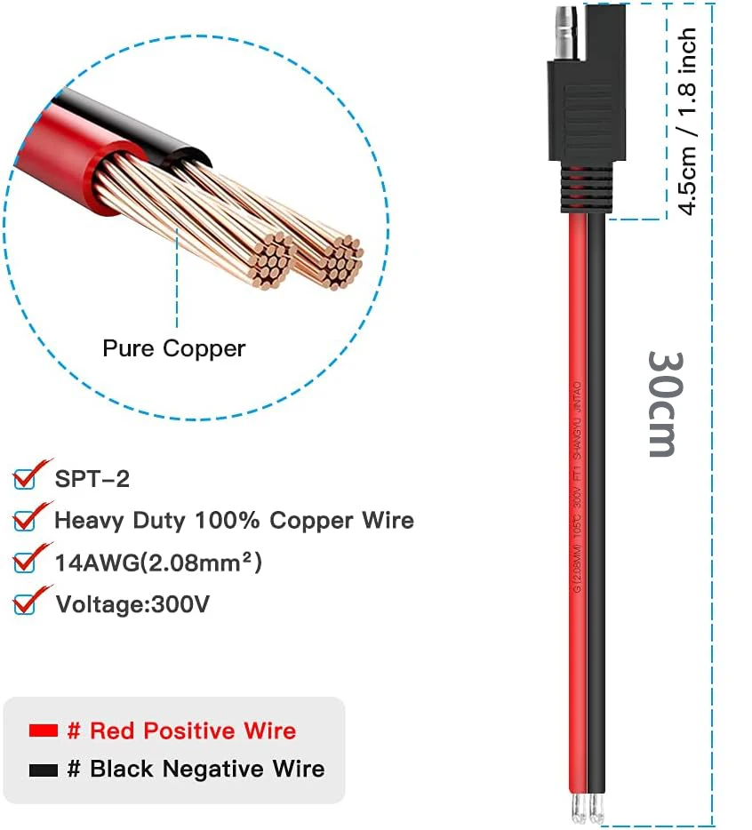 SAE Connector Extension Cable SAE Quick Connector Disconnect Plug SAE Power Automotive Extension Cable Solar Panel Cable Wire