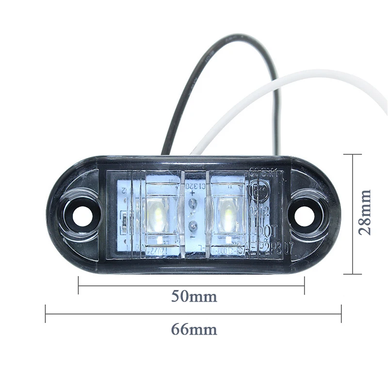 4PC Yellow Amber White Red 2 LED 2.5INCH 2 Diode Light Oval Clearance Trailer Truck LED Side Marker Lamp 12V 24V Waterproof IP67