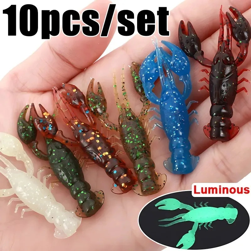 5/10pcs Soft Lure Artificial Bait Shrimp Lobster Crayfish Worm Shad Eel Needfish Swimbait Jig Head Fishing Fishing Tackle Lure