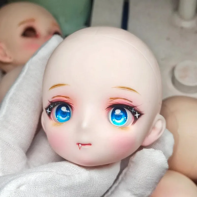 New Anime Doll Head with Makeup Cute Head with 14mm Eyes 1/6 Bjd 28cm Baby Doll Accessories Toys Doll Head Circumference 18cm