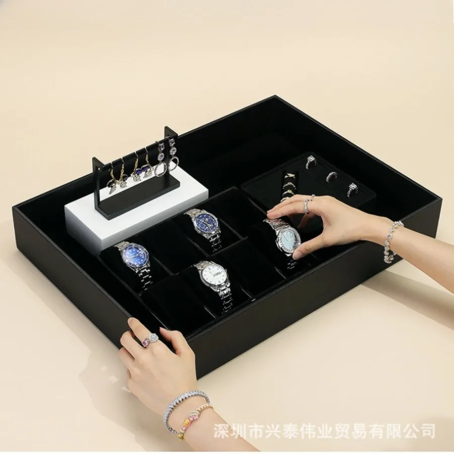 Black Brushed Trays Metal Watch Ring Necklace Multi-functional Trays Storage Exclusive Use Nice Home Decor Tabletts ZY40TP