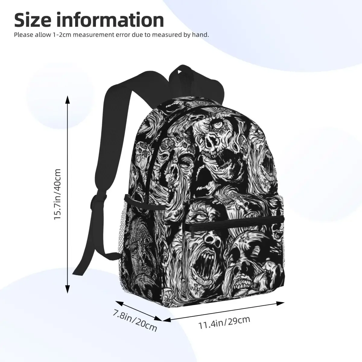 Ghost Skull Print Luminous Night Halloween Student Backpack School Bag Hiking Travel Daypack for Boys Girls Bookbag Shoulder Bag