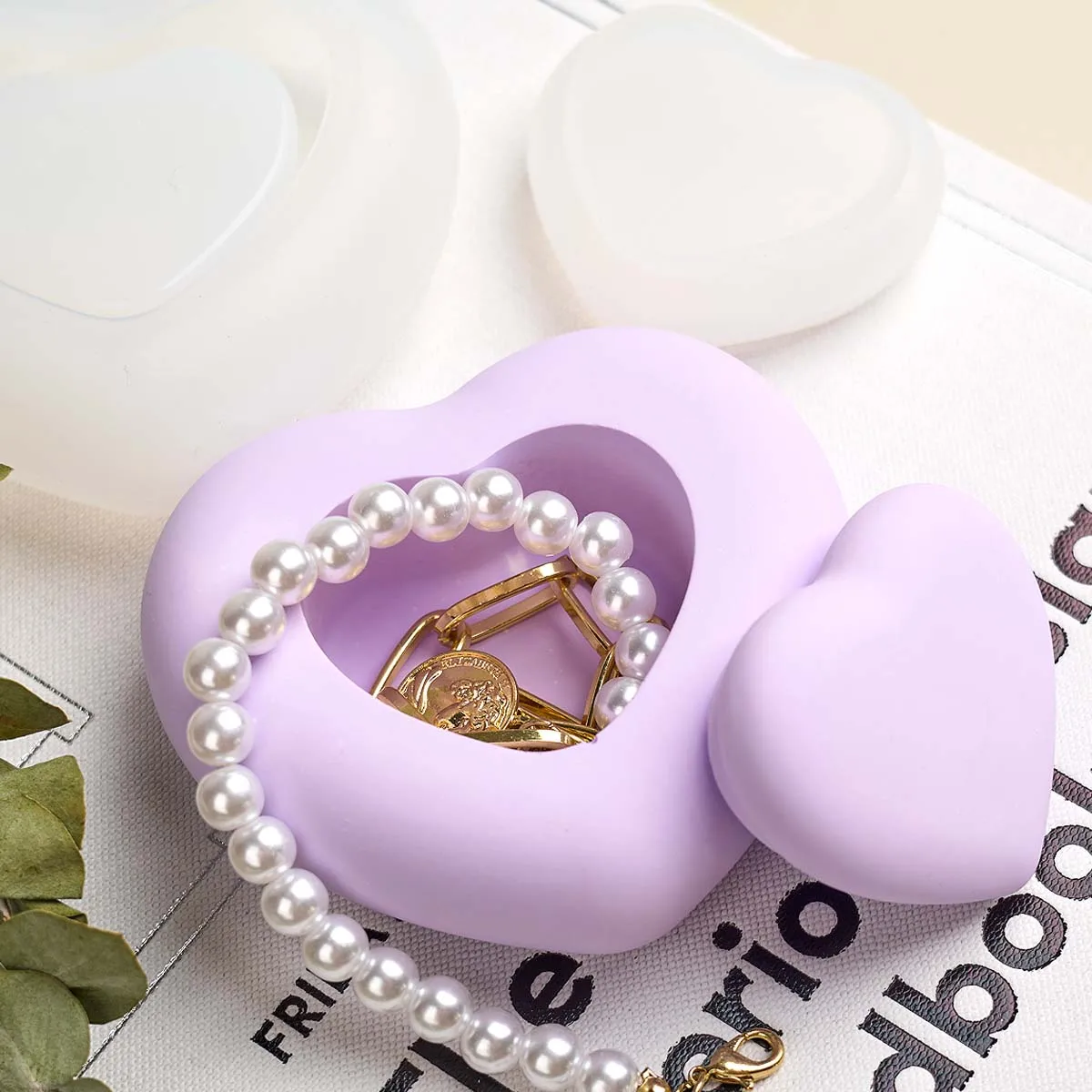 Heart Candle Jar Silicone Mold DIY Love Shape Jewelry Storage Box Casting Molds Plaster Resin  Flowerpot Craft Making Home Decor