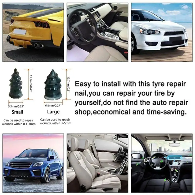 

Mini Vacuum Tire Repair for Motorbike Car Scooter Portable Tubeless Tyre Puncture Rubber Screw Patches Tool Set U4LB