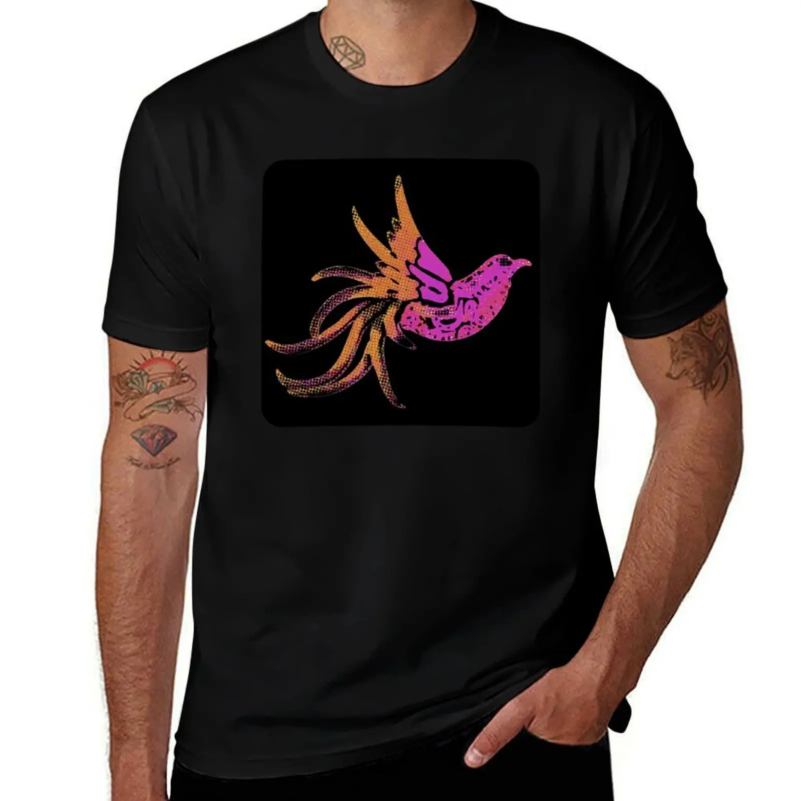 Copy of Pretty Pink Flamboyant Bird In Flight T-Shirt Plus Size Basic Short Sleeve Top T-Shirt