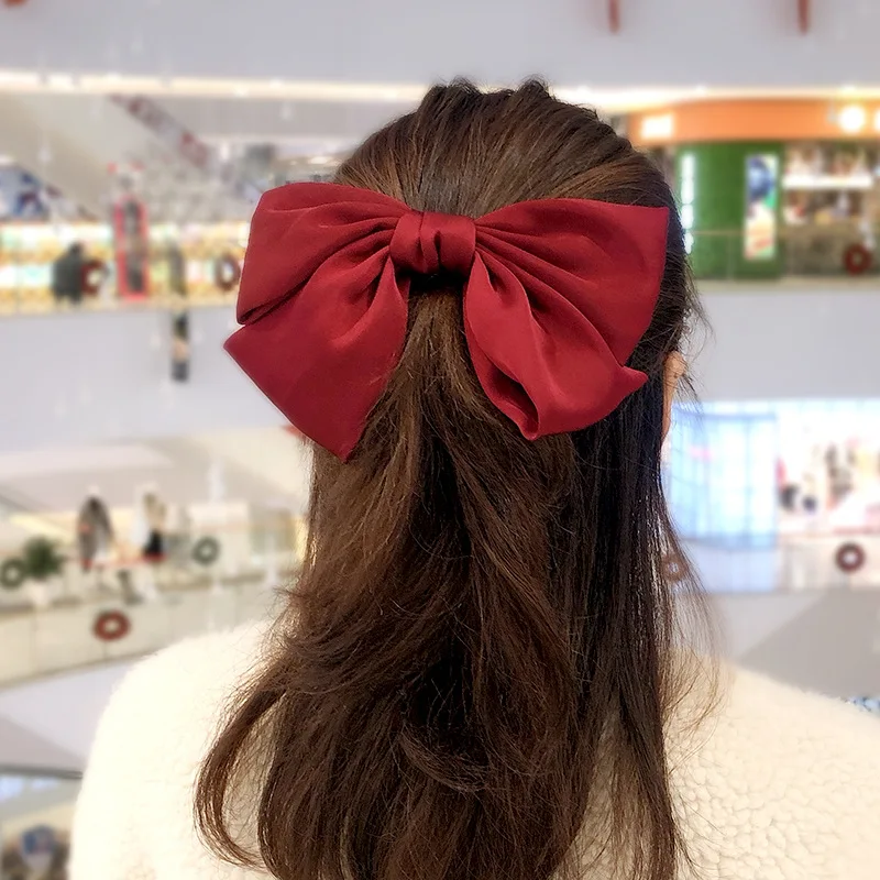 Big Red Bow Elastic Hair Bands Sweet Lovely Clip Temperament Girl Bow Hairpin Headband Hair Accessories Japanese Headdress