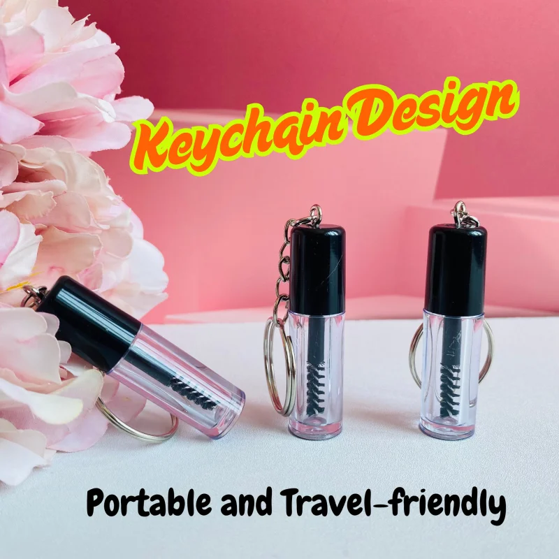 Tubo per mascara vuoto di piccole dimensioni campione da 3/10 pezzi con portachiavi con bacchetta per ciglia