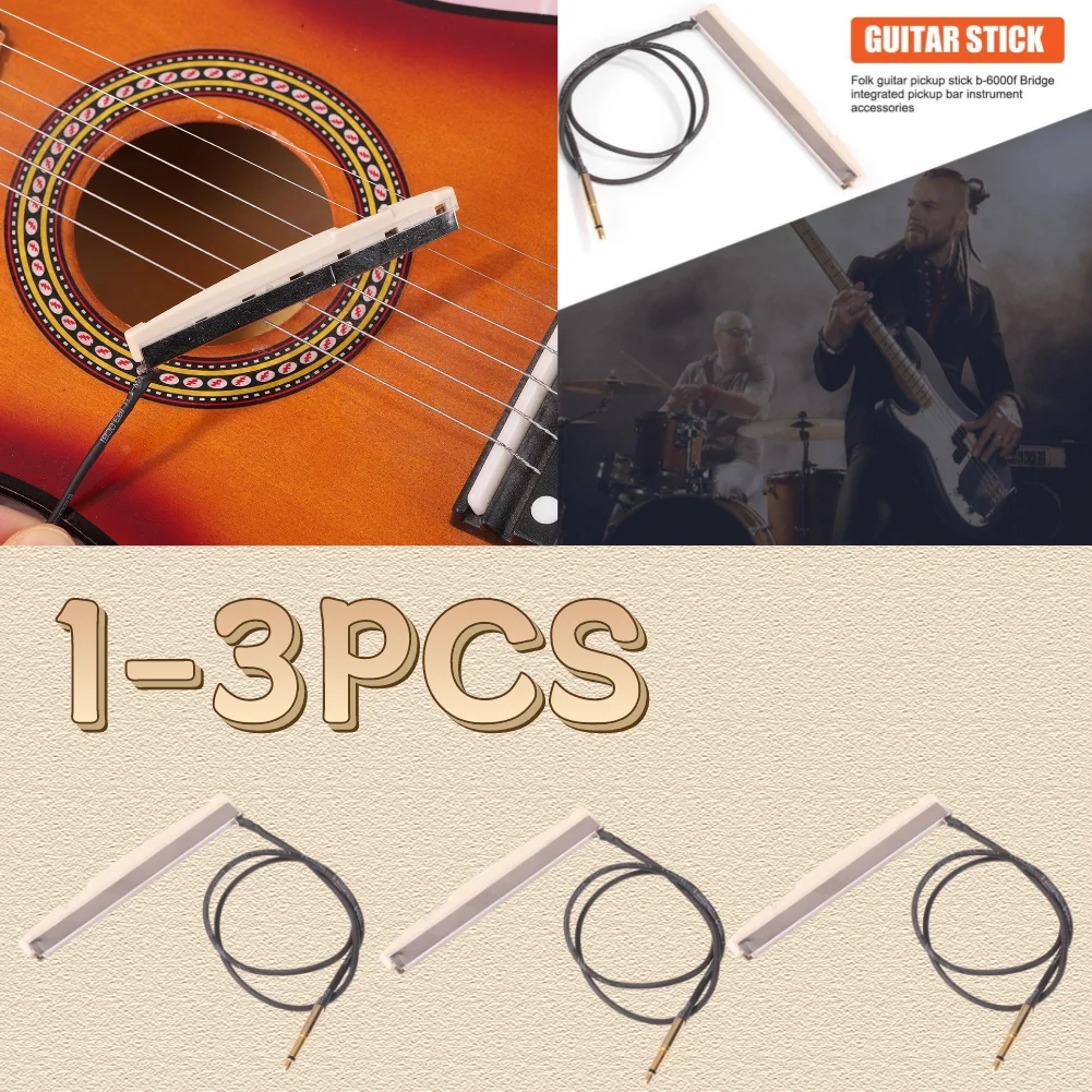 1-3PCS Guitar Pickup Piezo Rod Transducer Acoustic Guitar Ukulele  Integrated Pick-Up Sticks Musical Instrument Accessory