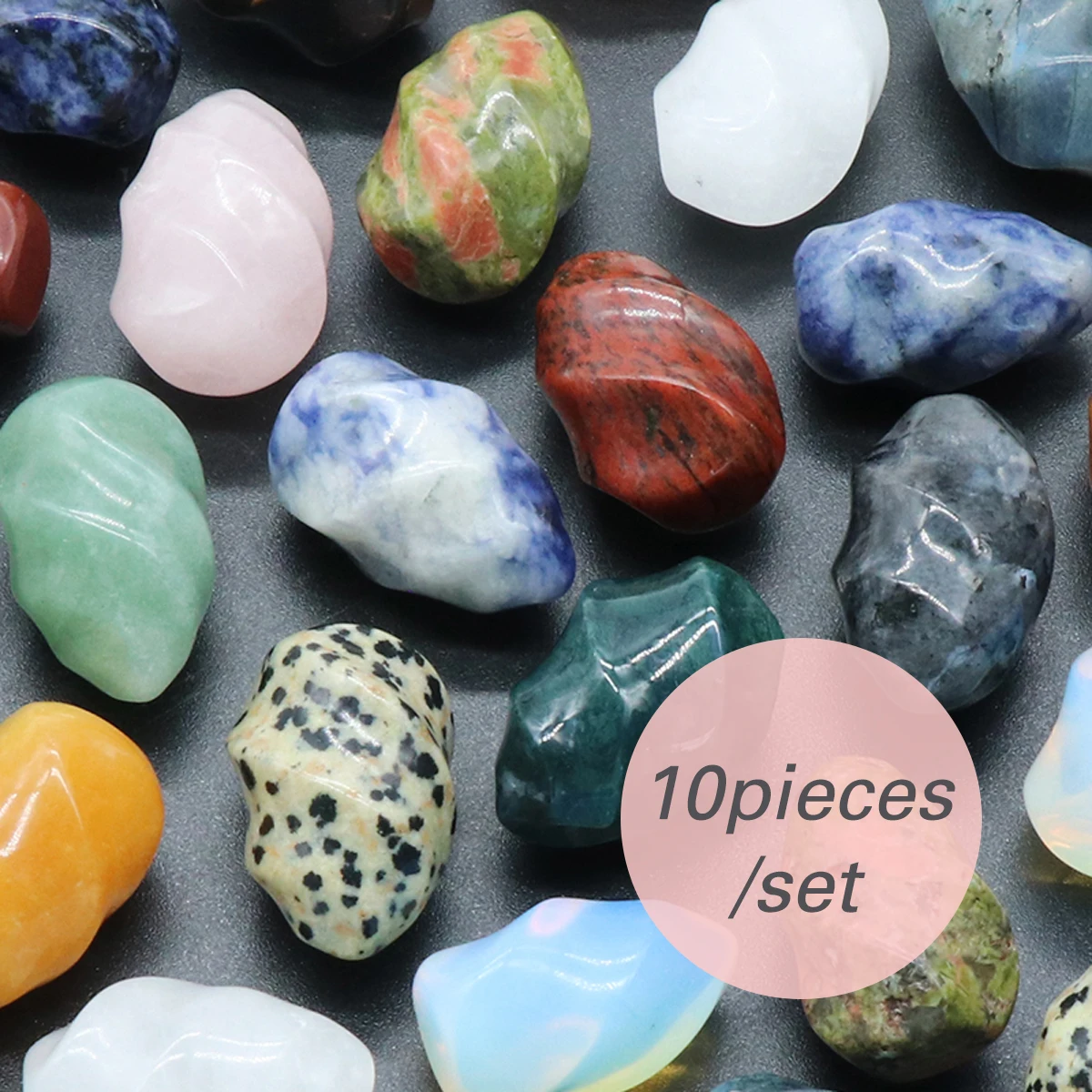 10pieces/set Natural Semi-precious Stone Torch Ornaments Random Color Crystal Aventurine 28x18mm Home Decorations Accessories