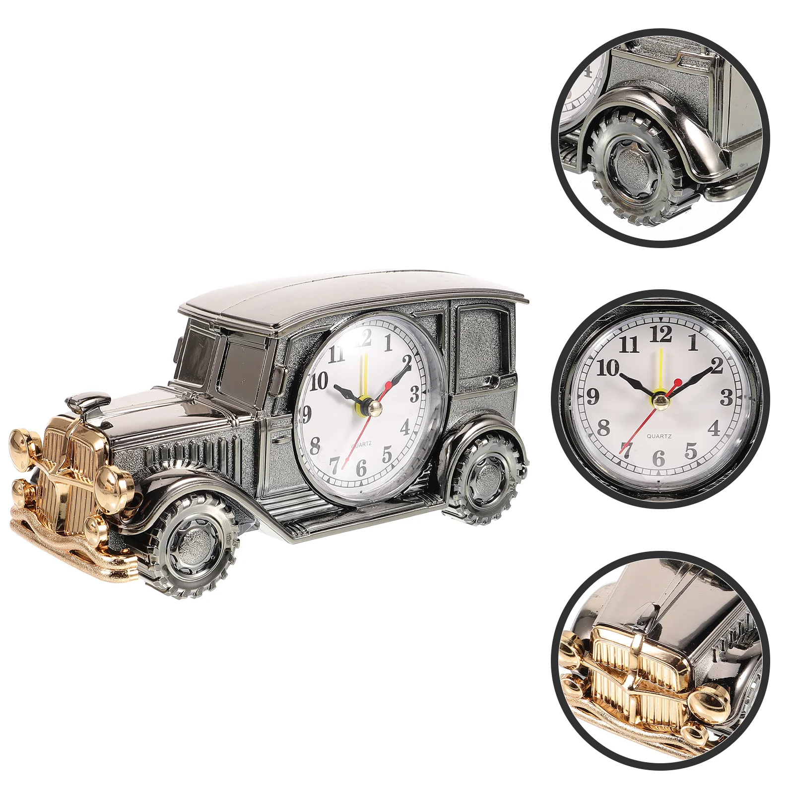 

1Pcs Silent Classic Car Alarm Clock Vintage Desktop Clock Bedside Decoration for Home Office Dorm Room