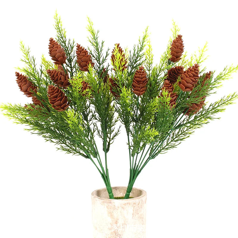 Ramas de pino de plástico Artificial, planta de simulación, árbol de Navidad, fiesta de Navidad, arreglo floral, decoración del hogar, 1 unidad