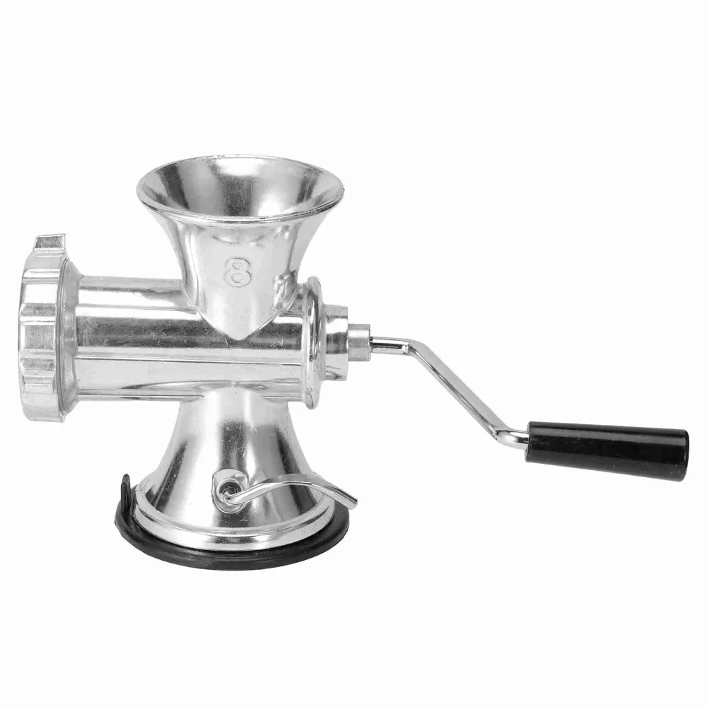 Aluminum Alloy Manual Meat Grinder Suction Cup Base Silver Meat Grinding Machine Labor Saving Easy Clean Hand Crank Mincer