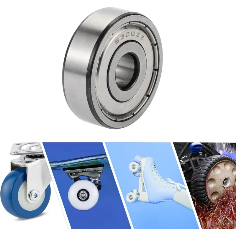 6300ZZ Deep Groove Ball Bearings P6 10x35x11mm Lubricated Bearings Double Metal Seal Silver Tone Scooter Skateboard Wheel