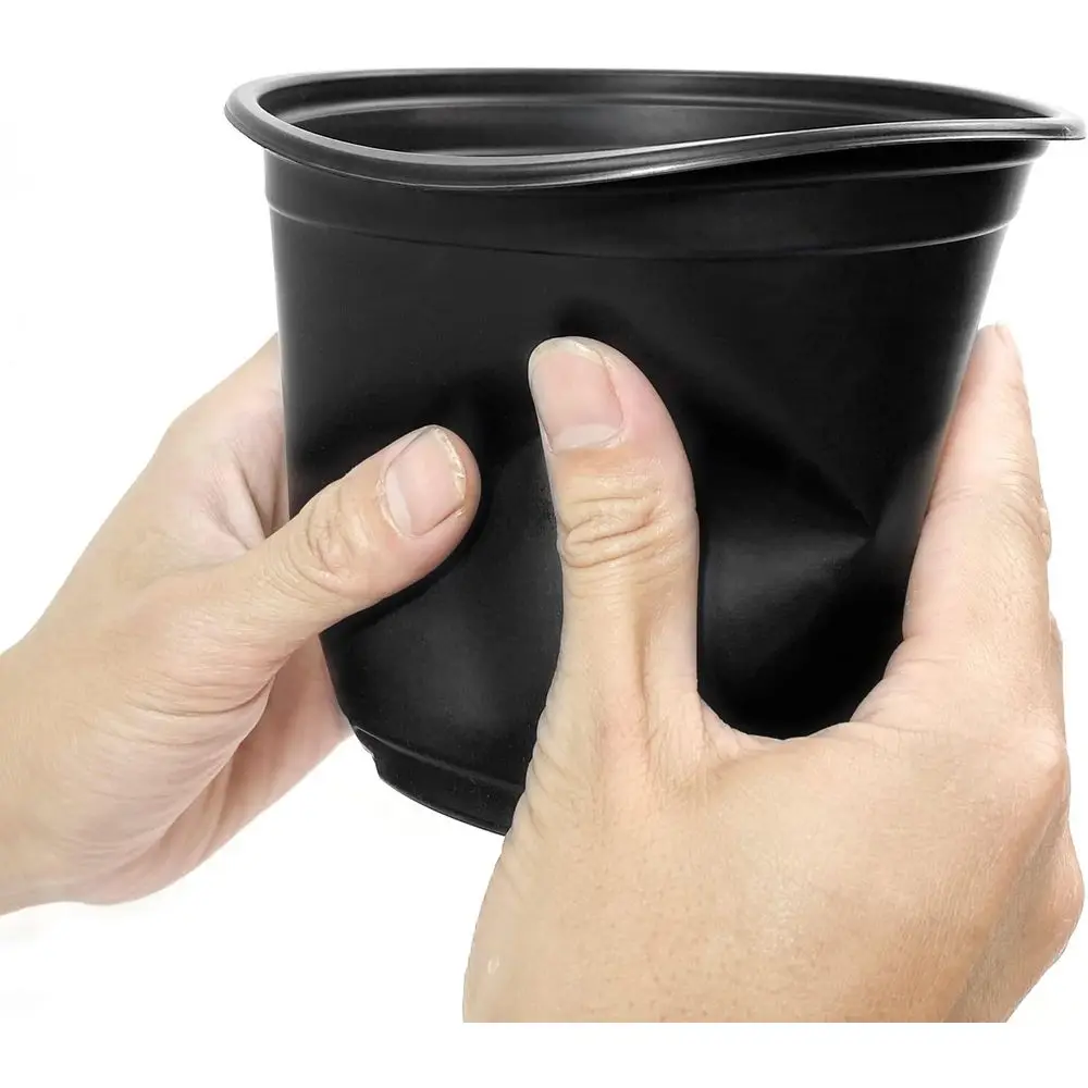 100 Pack 5 Inch Plastic Plant Pots with Drainage Holes for Nurseries, Transplanting, and Seedlings