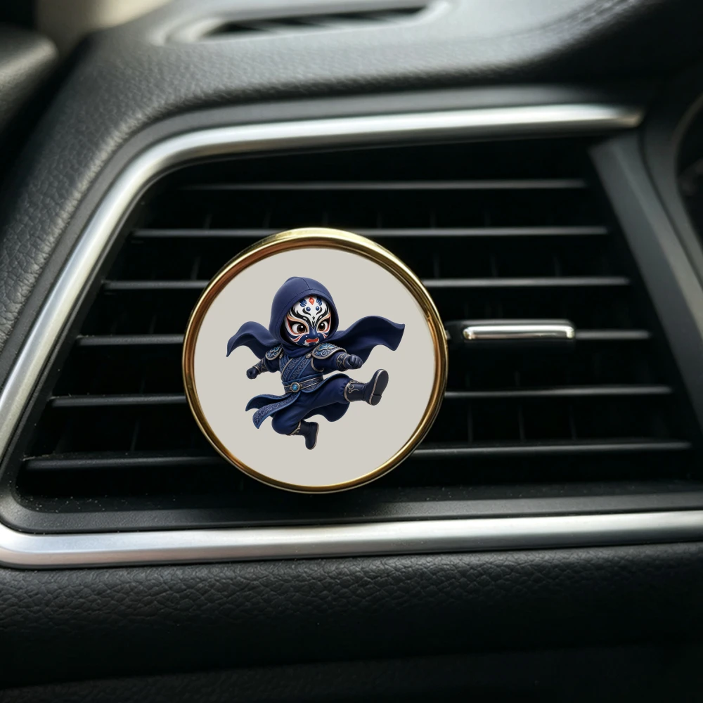 High-End Car Air Freshener Cute Face Changing Opera Mask AC Vent Clip Elegant Car Interior Ornament Persistent Scent