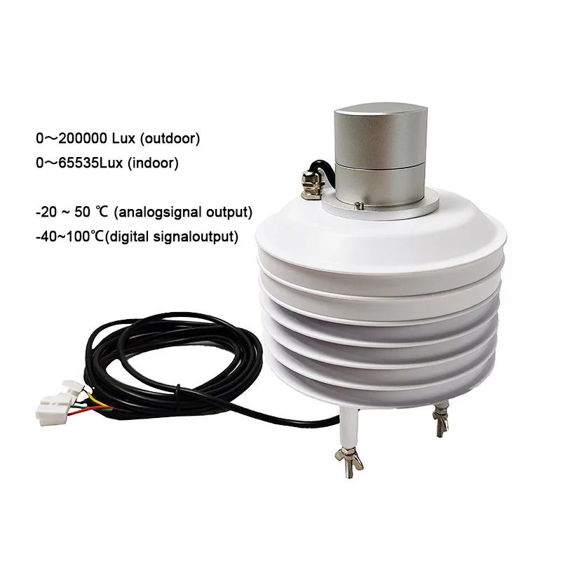 RS485 Modbus Compact Weather Station Resistive Air Temperature Humidity Pressure Radiation Sensor with Solar Radiation Shileds