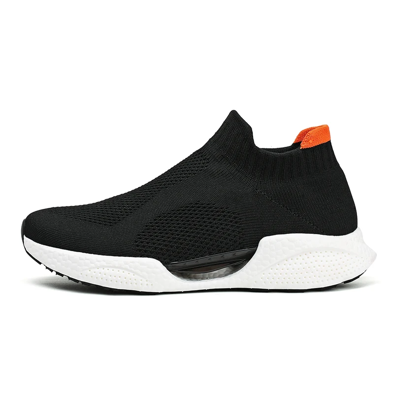 Men's Breathable Knit Sock Sneakers Slip-on Air Cushion Casual Sports Shoes Lightweight Non-slip Running Shoes for Men