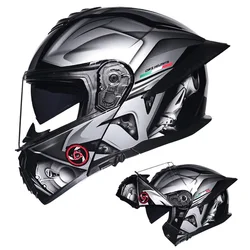 DOT Approved Full Face Motorcycle Helmet Double Lens Flip Up Motocross Helmet with Dual Visor Modular Adult Men Cascos Para Moto